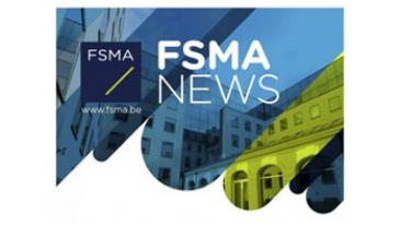 Newsletter : les mots FSMA News et le logo de la FSMA avec le bâtiment de la FSMA en arrière-plan