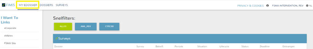 FiMiS - Surveys - My eDossier