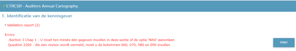 Identificatie van de kennisgever - Validation report