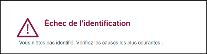 Échec de l'identification Échec de l'identification