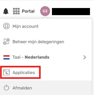Schermafbeelding Oodrive: selecteer 'Applicaties'