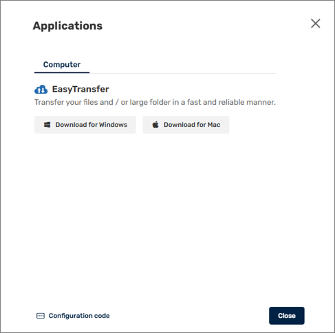 Printscreen Oodrive: select the appropriate plug-in for your computer (PC or Mac)