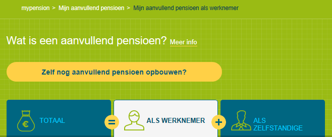 Pensioenen: een screenshot van de website van MyPension.be Pensioenen: een screenshot van de website van MyPension.be