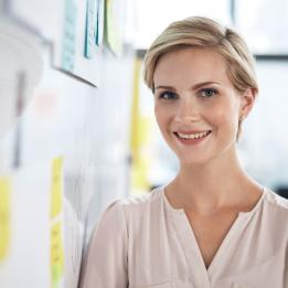 Jobs: a woman who looks content in a working environment