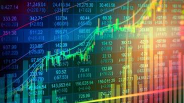 Suspension of a share: representation of  a share price with graphs and figures