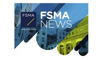 Newsletter : les mots FSMA News et le logo de la FSMA avec le bâtiment de la FSMA en arrière-plan