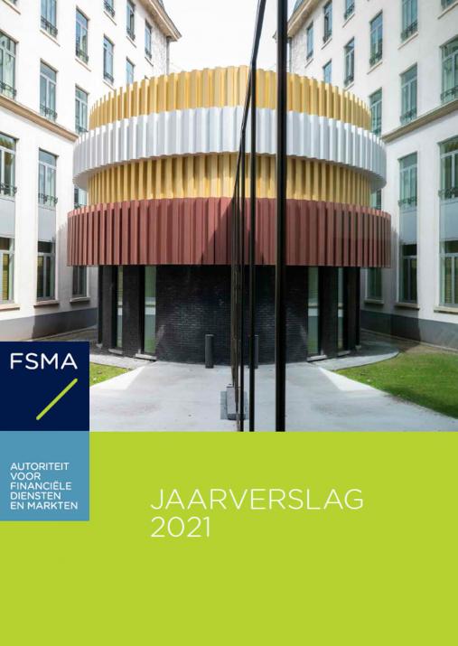 Cover jaarverslag FSMA: Een buitenaanzicht van het Wikifin Lab