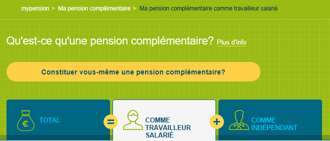 Pensions : une capture d'écran du site web de MyPension.be