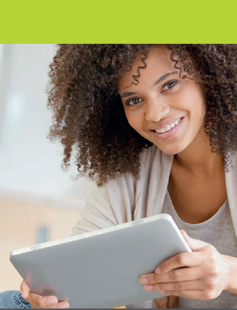 MiFID: the cover of the brochure on investor protection rules (MiFID II) showing a girl holding a tablet