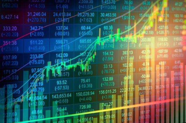 Suspension of a share: representation of  a share price with graphs and figures